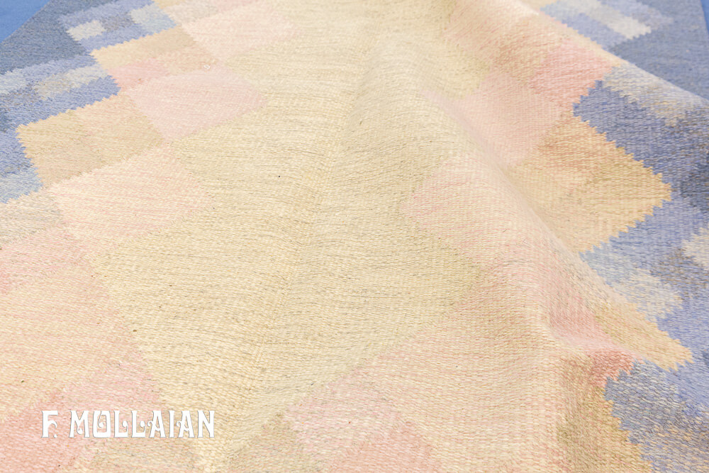 Semi Antique Swedish Signed Kilim n°:13189608